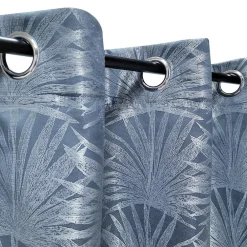 Best Dylrev Rideau Jacquard à Œillets Palme 140x240cm - Bleu Nuit - Décoration Tropicale Prête à Poser