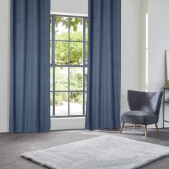 Atmosphera Créateur D'Intérieur Rideau occultant effet velours Yupi bleu indigo 135x260cm - Atmosphera