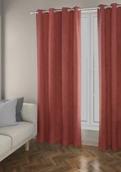Clearance Ornami Rideau occultant thermique Tundra orange terracotta l.140 x h.240 cm