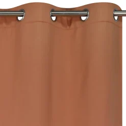 New Ornami Rideau occultant thermique à oeillets effet lin terracotta L.260 x l.140cm