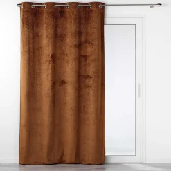 Best Douceur D'Intérieur Rideau occutant 140 x 240 cm en velours relief Analia Camel