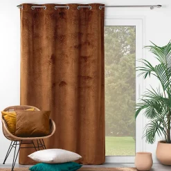 Best Douceur D'Intérieur Rideau occutant 140 x 240 cm en velours relief Analia Camel