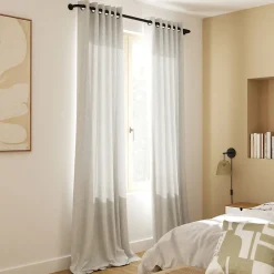 Best GoodHome Rideau tamisant à œillets effet jacquard Jind beige H.260 x l.140cm