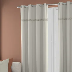 Ornami Rideau tamisant à œillets Marley coton uni avec franges beige H.260 x l.140cm* Rideau|Rideau Tamisant