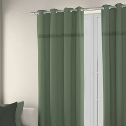Ornami Rideau tamisant à œillets Marley coton uni avec franges vert H.260 x l.140cm* Rideau|Rideau Tamisant