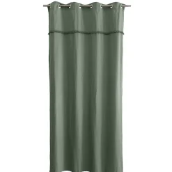 Ornami Rideau tamisant à œillets Marley coton uni avec franges vert H.260 x l.140cm* Rideau|Rideau Tamisant