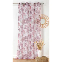 Best Linder Rideau tamisant à oeillets fleuri rose aquarelle H.260 x l.145cm