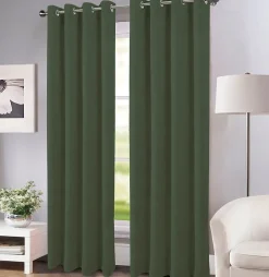 Tendence Rideau thermique à oeillets Farm velours vert kaki l.140 x H.260cm* Rideau Thermique|Rideau