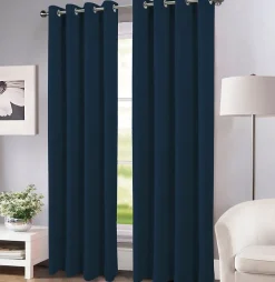 Discount Tendence Rideau thermique à oeillets Farm velours bleu marine l.140 x H.260 cm