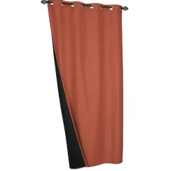 Discount Dylrev Rideau Thermique effet brossé avec doublure polaire 140x240cm, prêt a poser à œillets, Brique.