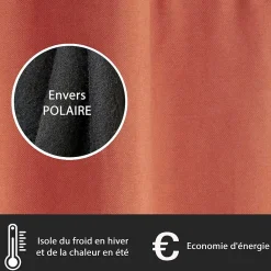 Discount Dylrev Rideau Thermique effet brossé avec doublure polaire 140x240cm, prêt a poser à œillets, Brique.