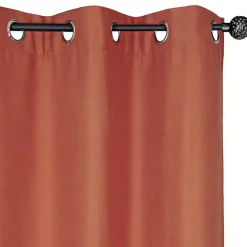 Discount Dylrev Rideau Thermique effet brossé avec doublure polaire 140x240cm, prêt a poser à œillets, Brique.