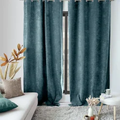 Clearance Home Maison Rideau thermique en velours doublé polaire (140x260 cm - Bleu Canard)