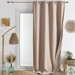 Online Home Maison Rideau thermique et occultant double face aspect doudou (140x260 cm - Lin)