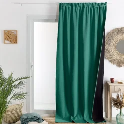 Online Home Maison Rideau thermique phonique et semi occultant à galons fronceurs KONFOR (140x260 cm - Vert)