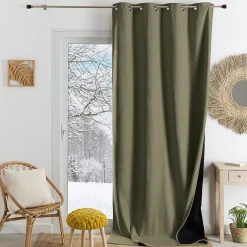 Online Home Maison Rideau thermique phonique et semi occultant KONFOR (140x260 cm - Kaki)