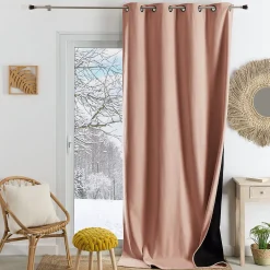 Sale Home Maison Rideau thermique phonique et semi occultant KONFOR (140x300 cm - Rose)