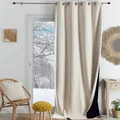 Clearance Home Maison Rideau thermique phonique et semi occultant KONFOR (140x260 cm - Blanc cassé)