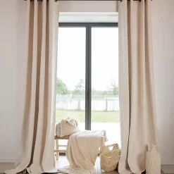 Clearance Home Maison Rideau thermique phonique et semi occultant KONFOR (140x260 cm - Blanc cassé)