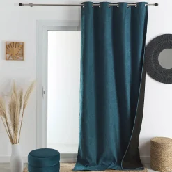 Online Home Maison Rideau thermique phonique et semi occultant KONFOR (140x180 cm - Bleu Paon)