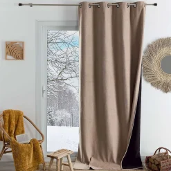 Clearance Home Maison Rideau thermique phonique et semi occultant KONFOR (140x260 cm - Beige)