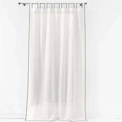 Hot Paris Prix Rideau Voilage à Passants "Casalina" 140x280cm Blanc & Gris