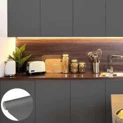 Ambiance Sticker Rouleau adhésif Imperméable Vinyle au Mètre - Sticker Lavable Cuisine Meuble Armoire Porte - 60cmx3m - Gris foncé* Sticker Et Adhésif Décoratif