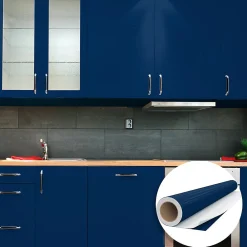 Ambiance Sticker Rouleau adhésif Imperméable Vinyle au Mètre - Sticker Lavable Cuisine Meuble Armoire Porte - 60cmx1m - Bleu foncé* Sticker Et Adhésif Décoratif