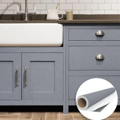Outlet Ambiance Sticker Rouleau adhésif Imperméable Vinyle au Mètre - Sticker Lavable Cuisine Meuble Armoire Porte - 60cmx1m - Argent