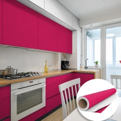 Ambiance Sticker Rouleau adhésif Imperméable Vinyle au Mètre - Sticker Lavable Cuisine Meuble Armoire Porte - 60cmx1m - Fushia* Sticker Et Adhésif Décoratif