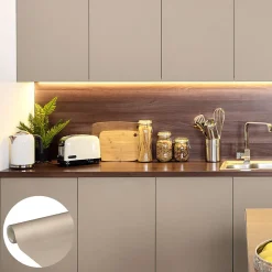 Ambiance Sticker Rouleau adhésif Imperméable Vinyle au Mètre - Sticker Lavable Cuisine Meuble Armoire Porte - 60cmx10m - Taupe* Sticker Et Adhésif Décoratif