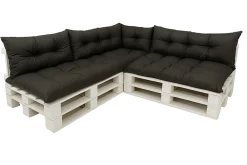 Setgarden Set 7 coussins palette assises 120x60 dossiers + 120x40 kit coussins canapé de jardin Noir coussins pour mobilier de jardin