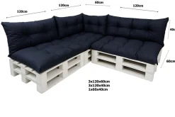 Setgarden Set 7 coussins palette assises 120x60 dossiers + 120x40 kit coussins canapé de jardin Bleu coussins pour mobilier de jardin* Coussin Palette