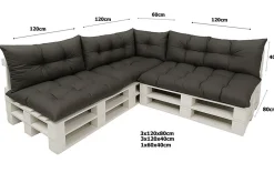 Setgarden Set 7 coussins palette, assises 120x80 dossiers + 120x40 kit coussins canapé de jardin Anthracite coussins pour mobilier de jardin* Coussin Palette