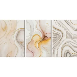 Wallfluent Set 3 Panneaux Toile Tendue 2cm Épaisseur 40x60 cm Motifs Abstraits Chauds Art Mural Moderne* Tableau Déco