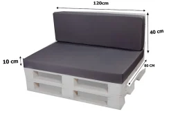 Setgarden Set coussins palette 120x80 / 120x40cm Anthracite Coussins de jardin avec housses amovibles pour une utilisation int/ext.* Coussin Palette