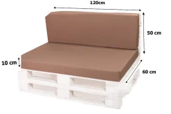 Setgarden Set coussins palette 120x60 / 120x50cm Beige Coussins de jardin avec housses amovibles pour une utilisation int/ext.* Coussin Palette