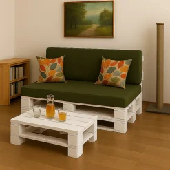 Setgarden Set coussins palette 120x50 / 120x40cm Vert Coussins de jardin avec housses amovibles pour une utilisation int/ext.* Coussin Palette