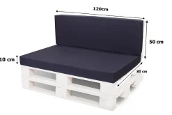 Setgarden Set coussins palette 120x80 / 120x50cm Bleu foncé Coussins de jardin avec housses amovibles pour une utilisation int/ext.* Coussin Palette