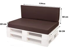 Setgarden Set coussins palette 120x50 / 120x50cm Marron Coussins de jardin avec housses amovibles pour une utilisation int/ext.* Coussin Palette