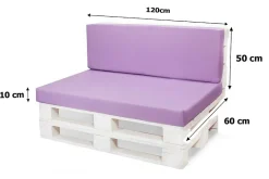 Setgarden Set coussins palette 120x60 / 120x50cm Violet clair Coussins de jardin avec housses amovibles pour une utilisation int/ext.* Coussin Palette