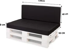 Setgarden Set coussins palette 120x50 / 120x40cm Noir Coussins de jardin avec housses amovibles pour une utilisation int/ext.* Coussin Palette