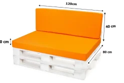Setgarden Set coussins palette 120x80 / 120x40cm Orange Coussins de jardin avec housses amovibles pour une utilisation int/ext.* Coussin Palette