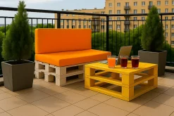 Setgarden Set coussins palette 120x80 / 120x40cm Orange Coussins de jardin avec housses amovibles pour une utilisation int/ext.* Coussin Palette