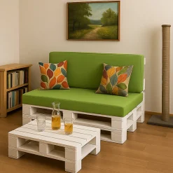 Setgarden Set coussins palette 120x60 / 120x50cm Citron vert Coussins de jardin avec housses amovibles pour une utilisation int/ext.* Coussin Palette