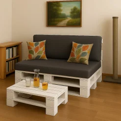 Setgarden Set coussins palette 120x50 / 120x50cm Anthracite Coussins de jardin avec housses amovibles pour une utilisation int/ext.* Coussin Palette