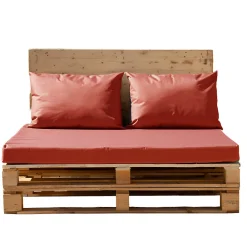 Clearance Home Maison Set de 3 coussins palette extérieur imperméable et déhoussable MINORQUE (120x80 cm - Terracotta)