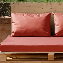 Clearance Home Maison Set de 3 coussins palette extérieur imperméable et déhoussable MINORQUE (120x80 cm - Terracotta)
