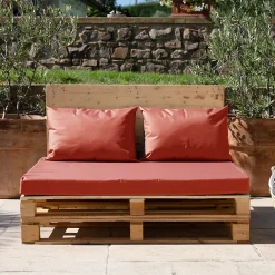 Clearance Home Maison Set de 3 coussins palette extérieur imperméable et déhoussable MINORQUE (120x80 cm - Terracotta)