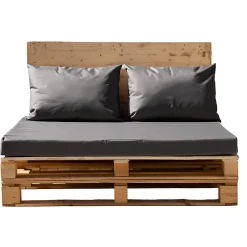 Best Home Maison Set de 3 coussins palette extérieur imperméable et déhoussable MINORQUE (120x80 cm - Gris anthracite)